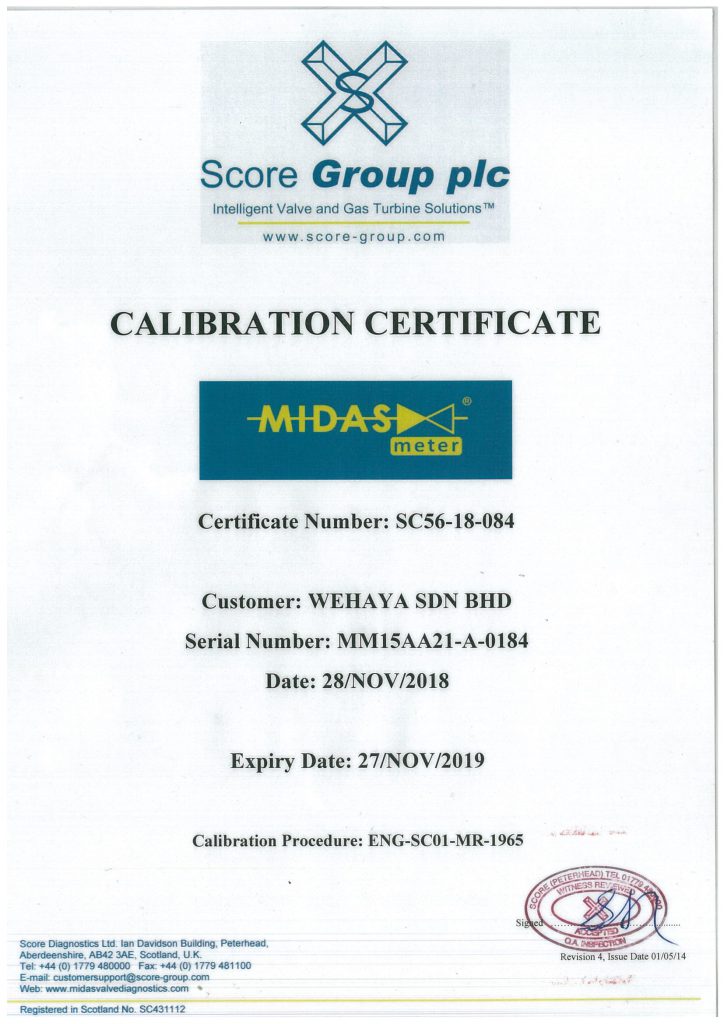 MIDAS Meter - Calibration Certificate (2018 - 2019)-1